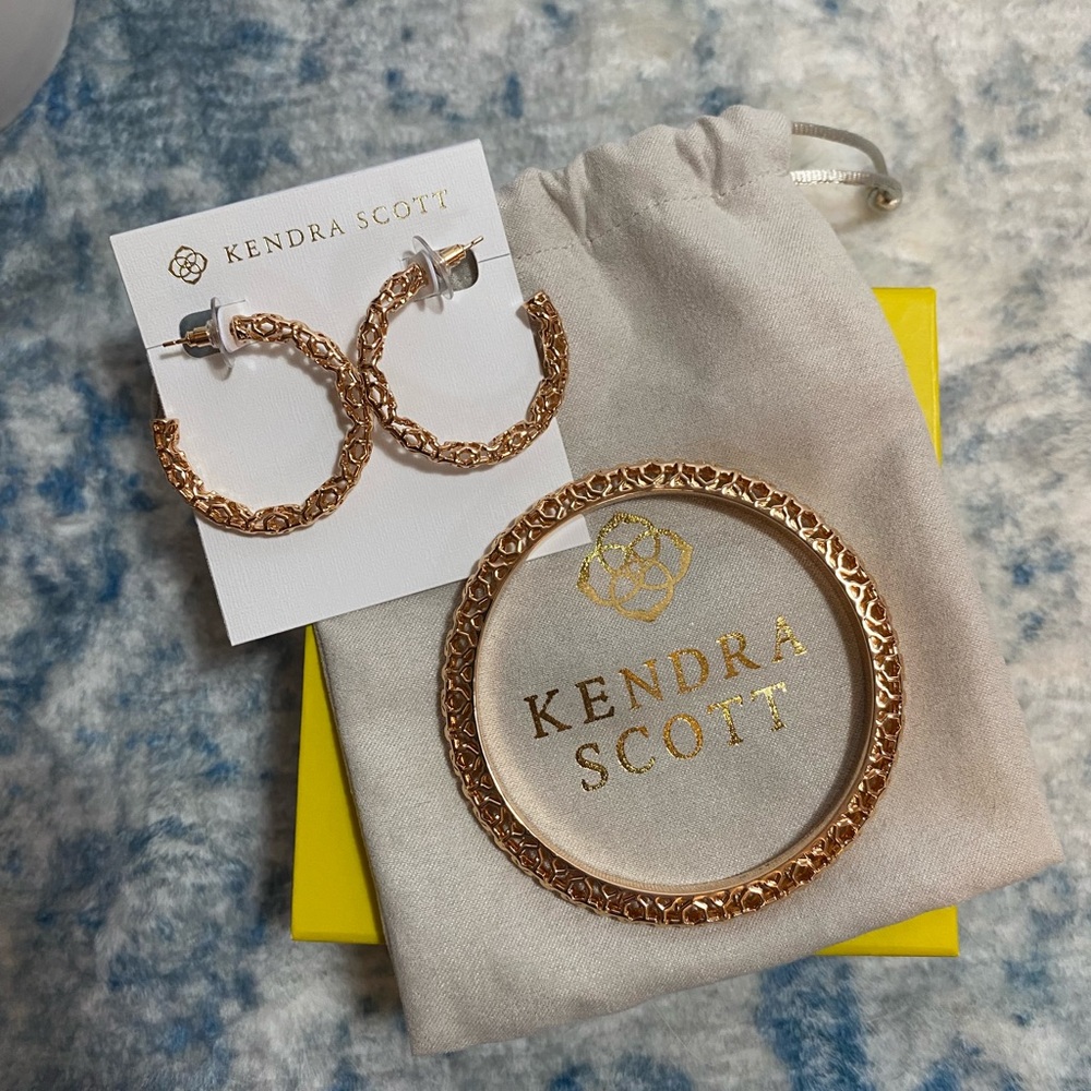 Kendra Scott Rose Gold Earring and Bracelet Set